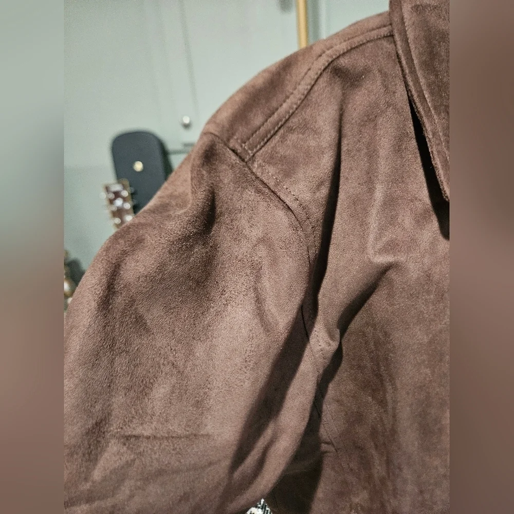 Vintage Reportage R.G.A. Italy Faux Suede Jacket – Brown. XXL